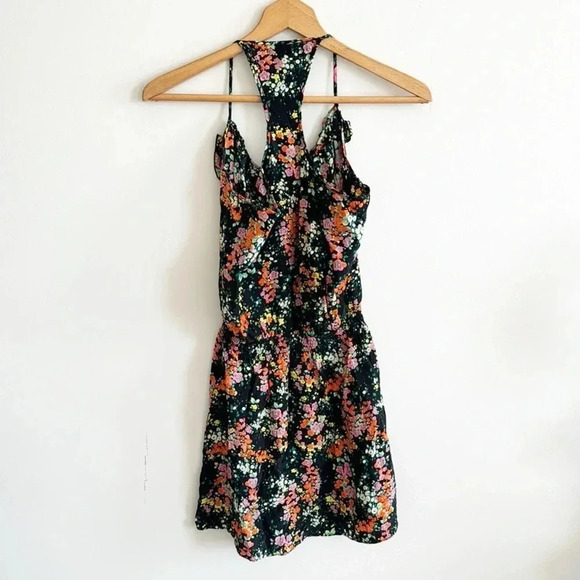 Parker Y2K vibe Black floral print Silk sleeveless Dress Multicolor size Small - Picture 8 of 10
